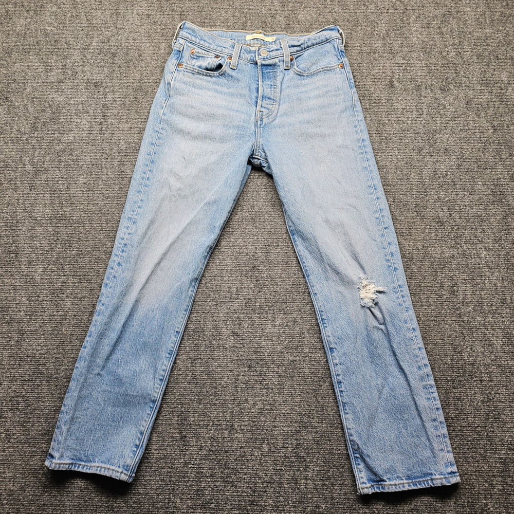 Levis Premium Wedgie Straight Jeans Light Wash Distressed 34964-0079 Size 26x26